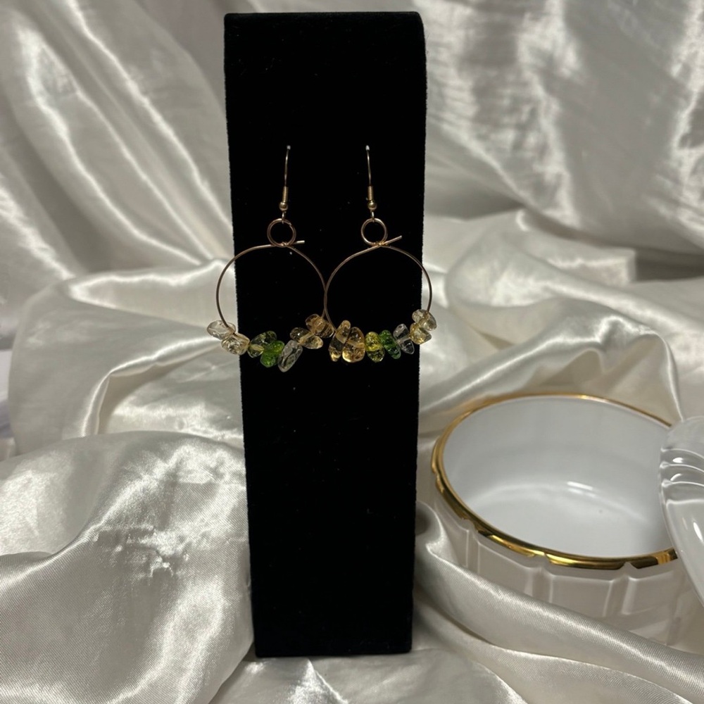 Sparkling Crystals - Gold Hoop Earrings With Crystal Earrings